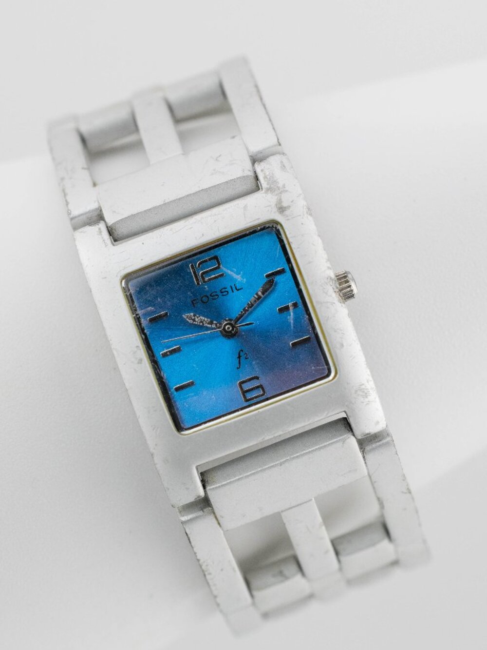FOSSIL ES-9451 F2 Aluminum Blue Dial Quartz Analog Women's Watch New Battery
